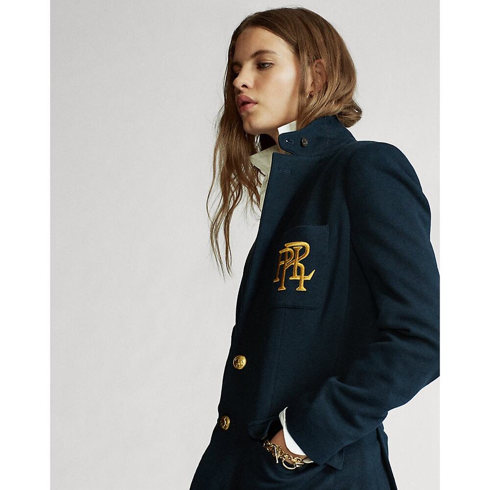 Polo Ralph Lauren Aviator Navy Knit Cotton Gold Crest Blazer Jacket NEW/NWT!! - Picture 3 of 15